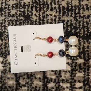 Charter Club Red White and Blue Bead Earrings